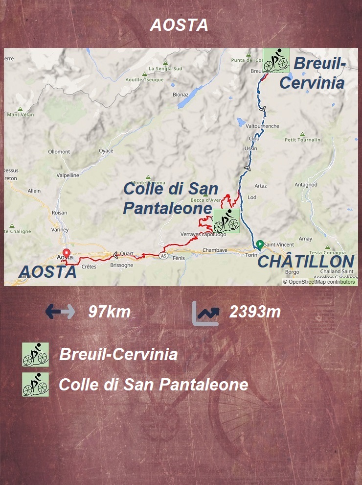 Châtillon
 - Breuil-Cervinia - Colle di San Pantaleone - Aosta