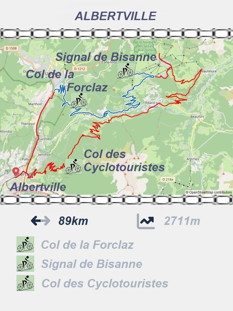 Albertville - Col de la Forclaz - Signal de Bisanne - Col des Cyclotouristes