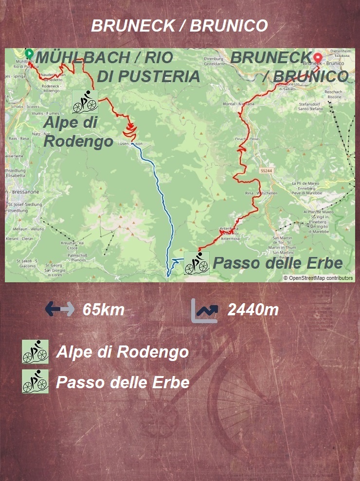 Mühlbach / Rio di Pusteria - Alpe di Rodengo - Passo delle Erbe - Bruneck/Brunico