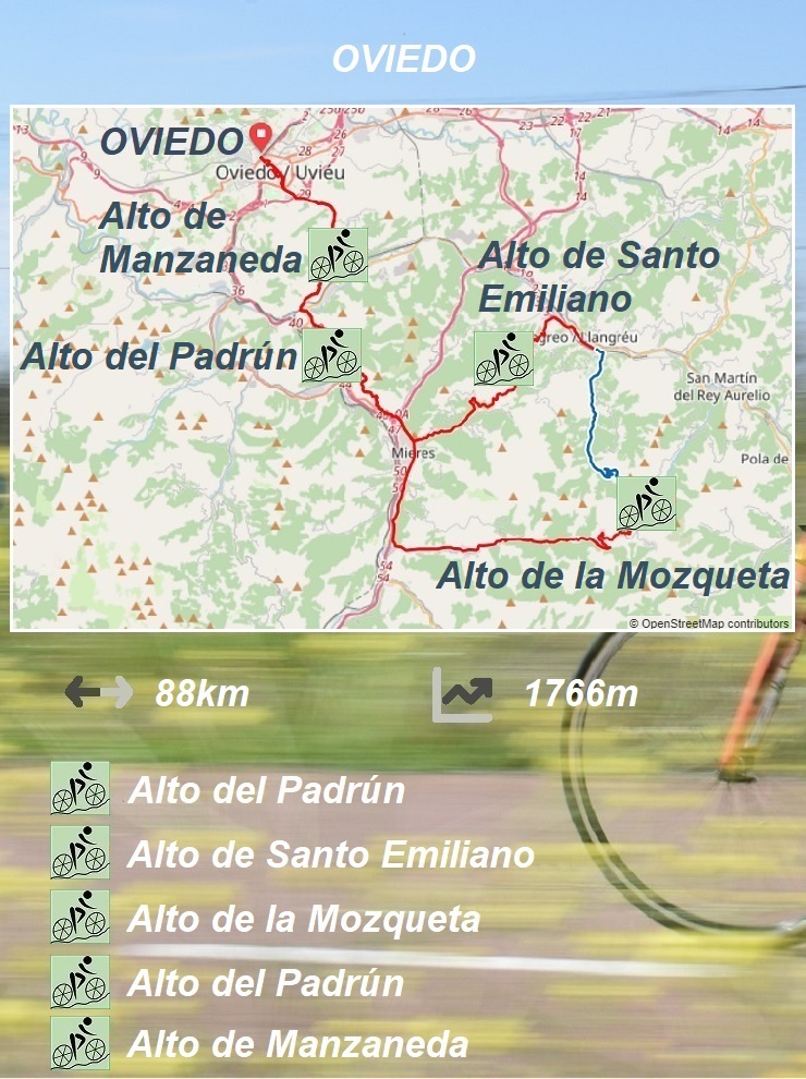 Oviedo - Alto del Padrún - Alto de Santo Emiliano - La Mozqueta - Alto del Padrún